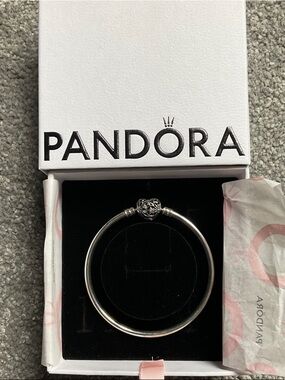 Pandora Silver Open Bangle Bracelet with Moon/Star Clasp